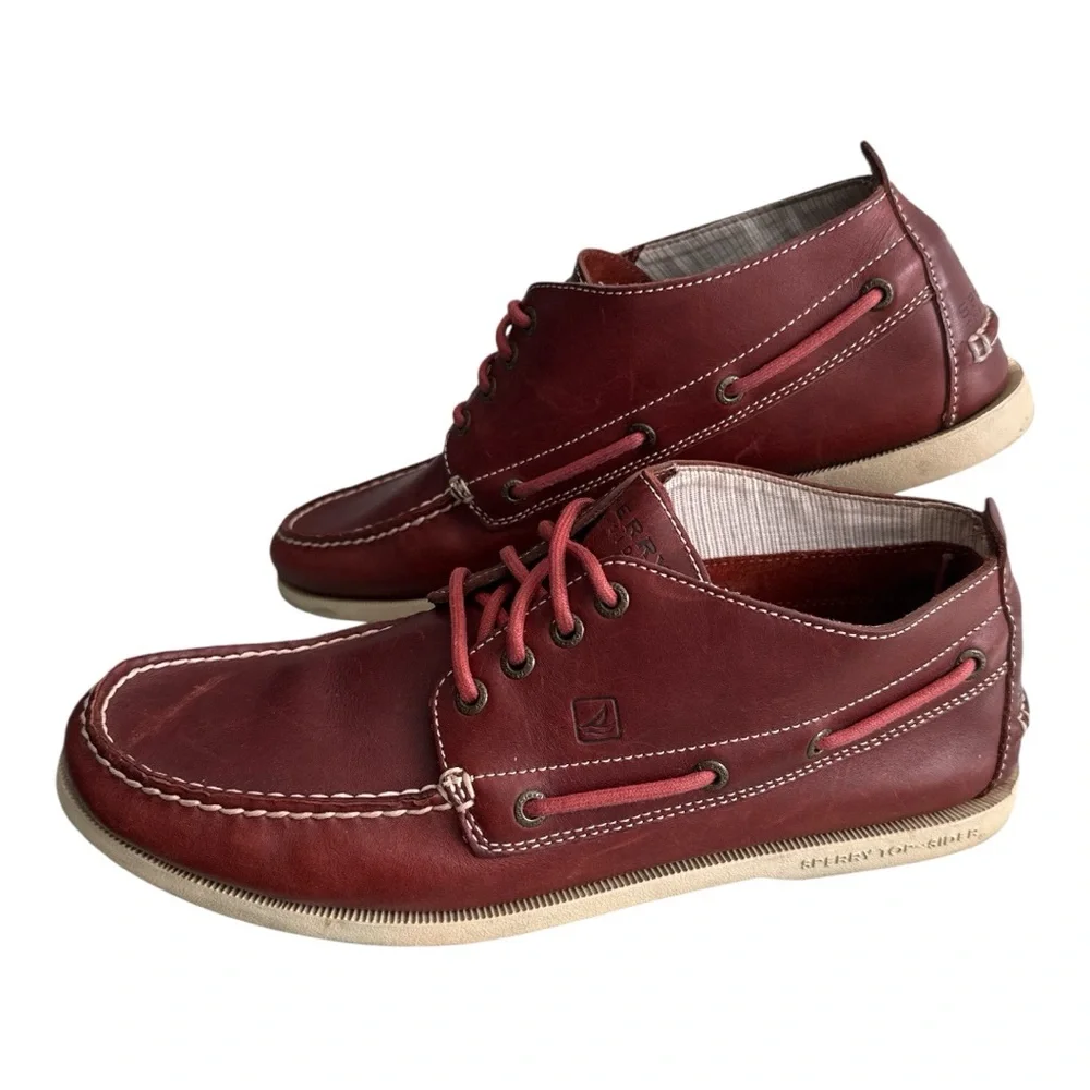 Sperry Oxblood Leather Boat Shoes Men’s 12 Top-Sider Deck Moc Toe Nautical